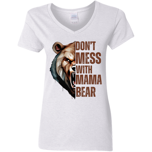 Mama Bear | Ladies' 5.3 oz. V-Neck T-Shirt