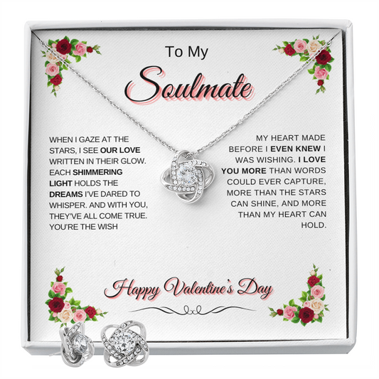 My Soulmate | Love Knot Necklace & Earring Set: A Timeless Valentine's Day Gift