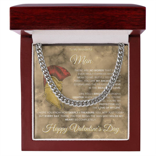 My Wonderful Man | Warrior Valentine's Day | Cuban Link Chain