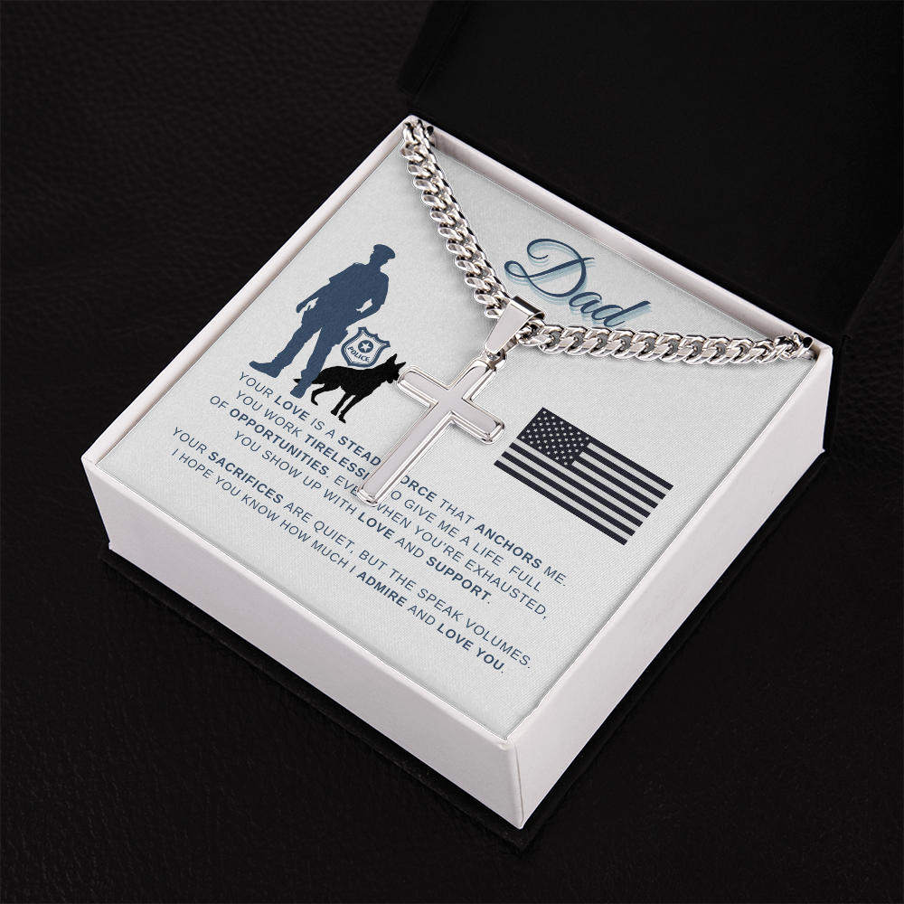 Police Dad Cross Necklace