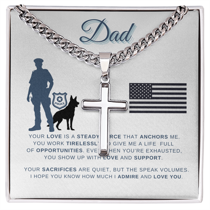 Police Dad Cross Necklace