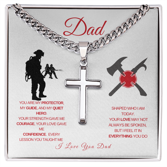 Fireman Dad Cross Necklace IV