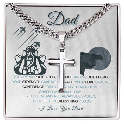 Military Dad - Stealth Fighter Pilot Cross Necklace