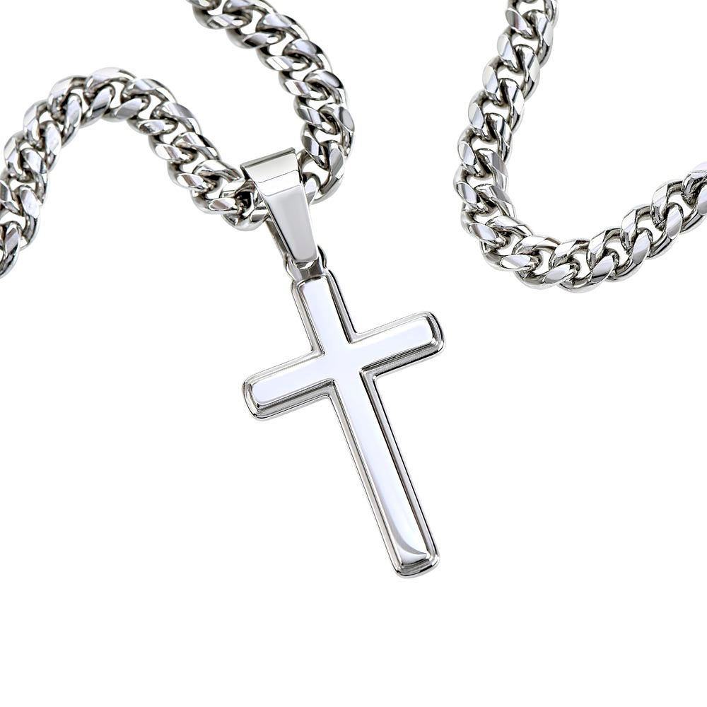 My Wonderful Man | Soldier's Valentine's Day | Cuban Link Chain with Engraved Artisan Cross