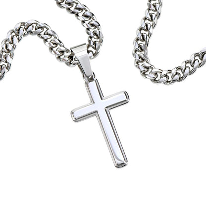 My Wonderful Man | Soldier's Valentine's Day | Cuban Link Chain with Engraved Artisan Cross