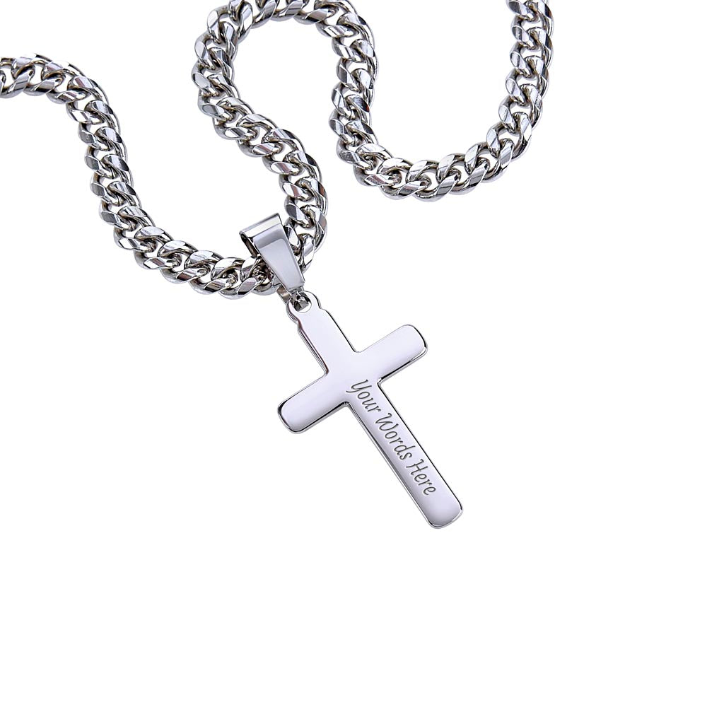 Male Nurse | Cuban Link Chain with Engraved Artisan Cross