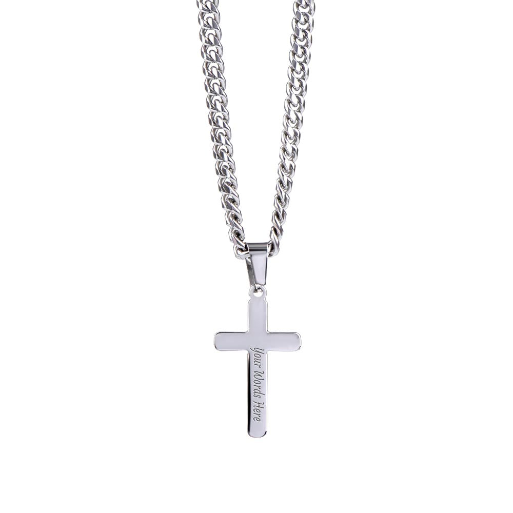 My Wonderful Man | Soldier's Valentine's Day | Cuban Link Chain with Engraved Artisan Cross