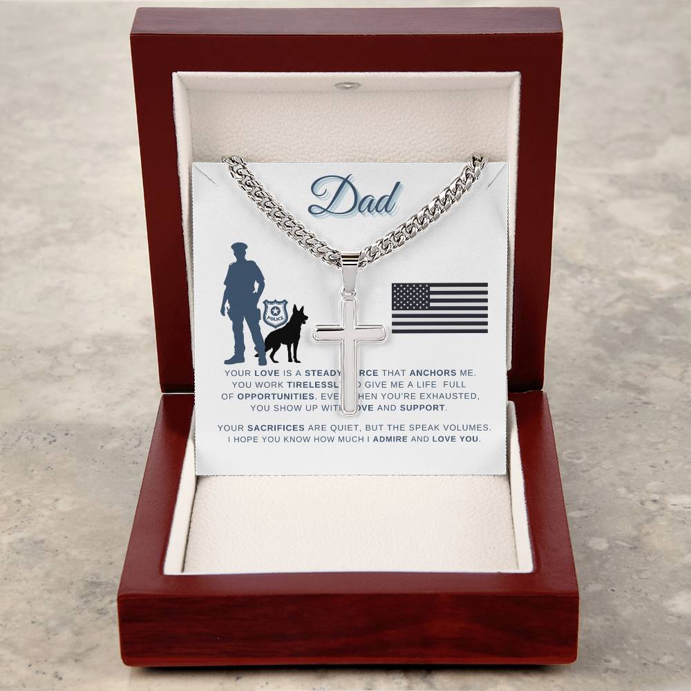 Police Dad Cross Necklace