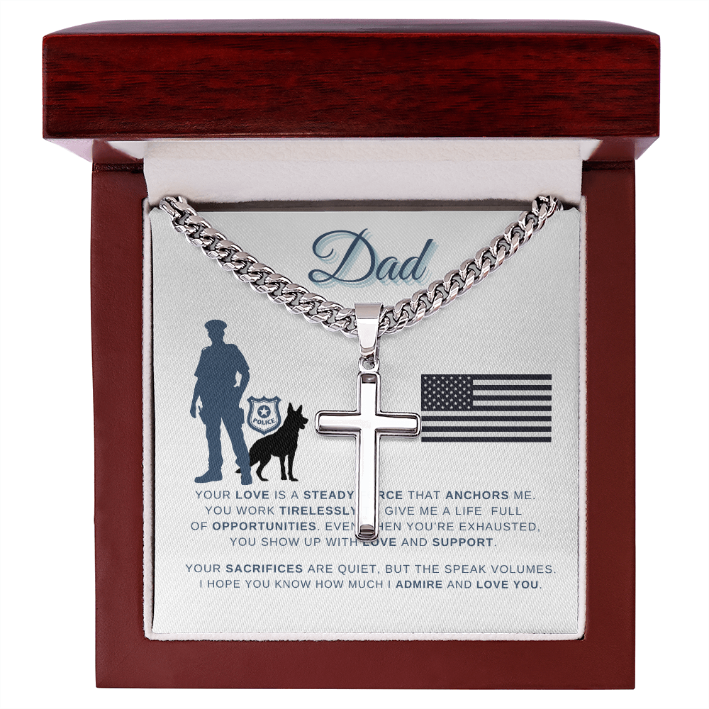 Police Dad Cross Necklace