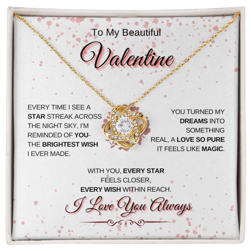 To My Beautiful Valentine | Love Knot Necklace (Yellow & White Gold Variants)