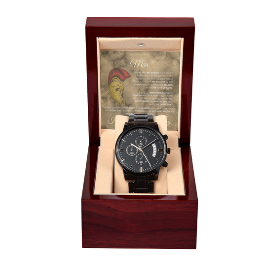 My Wonderful Man | Valentine's Day | Black Chronograph Watch